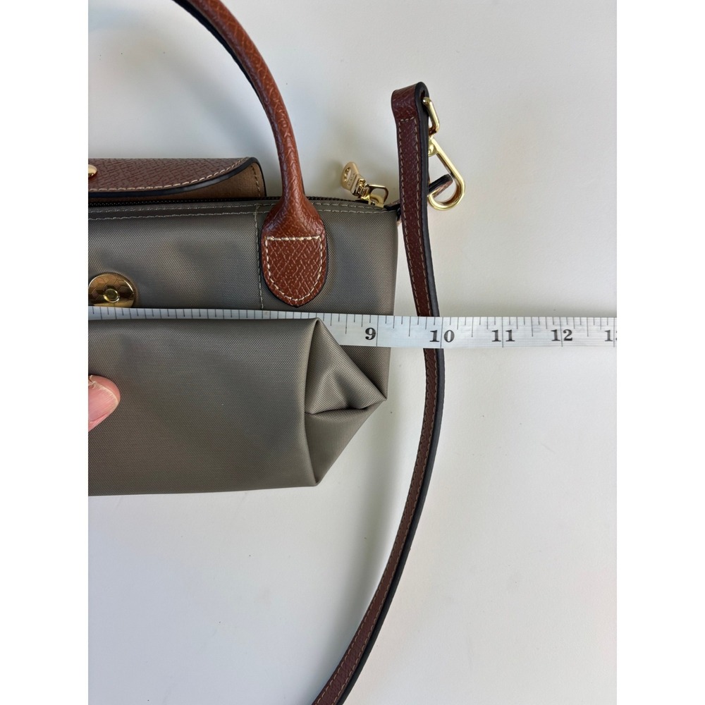 Nylon Mini Crossbody Taupe Brown Zip Top - Picture 6 of 9